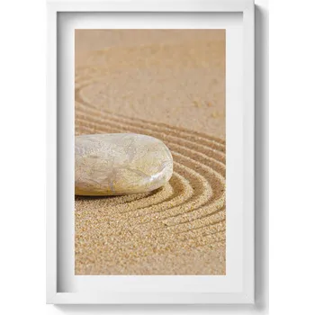 Obraz Dekorativní obraz v rámu na zeď Osamělý kámen na písku - zen 40x60 cm