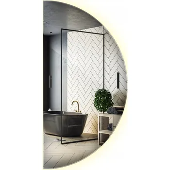 Zrcadlo Zrcadlo LED půlkruhové se zkosenou stranou do obýváku bez rámu Boho Loft 60 cm