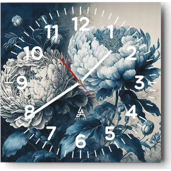 Hodiny Kuchyňské nástěnné hodiny 30x30 Květiny Skleněné hodiny do obýváku Moderní Tiché