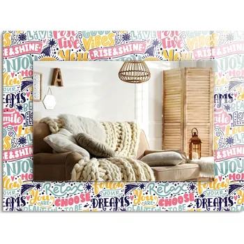 Zrcadlo Dekorativní závěsné zrcadlo s potiskem Barevné motivační nápisy 80x60 cm