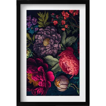 Obraz Obraz v černém rámu na zeď do obýváku Krásné květiny 40x60 cm