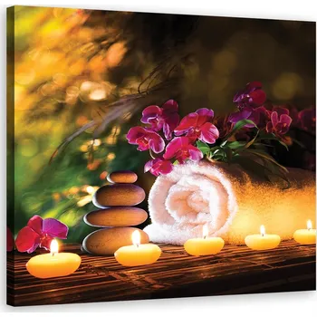 Obraz OBRAZ NA PLÁTNĚ Květiny Zen Svíčka 30x30