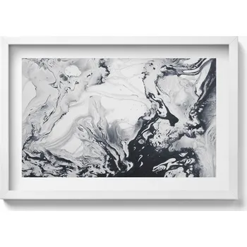 Obraz Obraz v bílém rámu do obýváku Abstrakce tuše - inkoust mramor 60x40 cm
