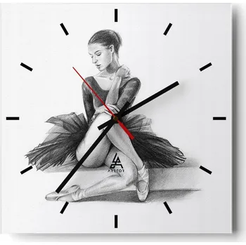 Hodiny Velké nástěnné hodiny 40x40 Baletka Skleněné hodiny Tiché