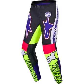 Moto kalhoty Kalhoty SUPERTECH limitovaná edice DIRT STUDIOS, ALPINESTARS (bílá/fialová/růžová/žlutá fluo) 2025 36