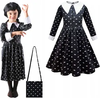 Karnevalový kostým ŠATY KOSTÝM Wednesday Addamsová 140