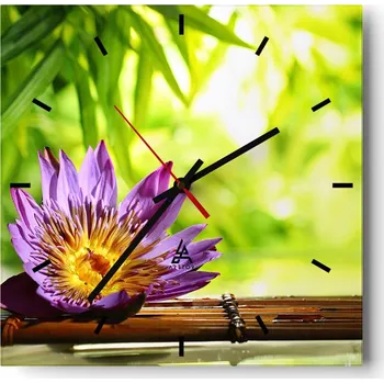 Hodiny Velké nástěnné hodiny na zeď 40x40 Květinové skleněné hodiny Čtvercové Tiché