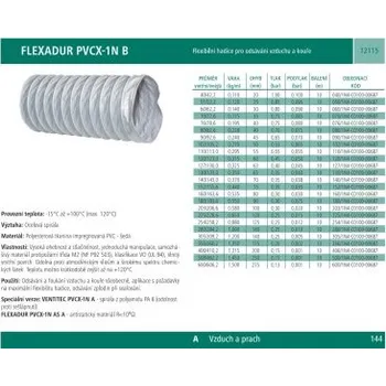 Hubice k vysavači HADICE FLEXADUR PVCX-1N B - Odsávací hadice pro vzduch a prach, -20/+100°C (max.+120°C), průměr 225 mm