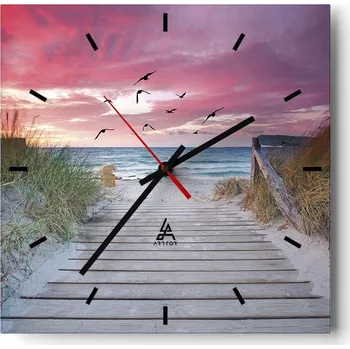 Hodiny Velké nástěnné hodiny 40x40 cm - Krajina - Skleněné tiché hodiny