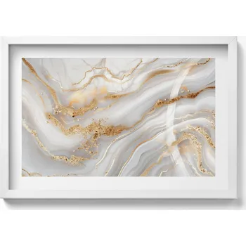 Obraz Dekorativní nástěnný obraz s bílým rámem a grafikou loft Mramorová textura 60x40 cm
