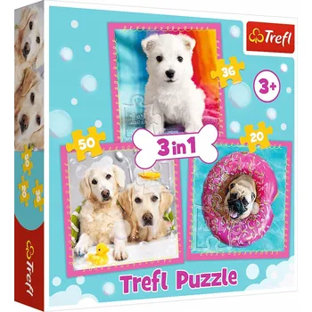 Puzzle Puzzle Trefl 106 dílků Puzzle 3v1 Pejsci ve vaně