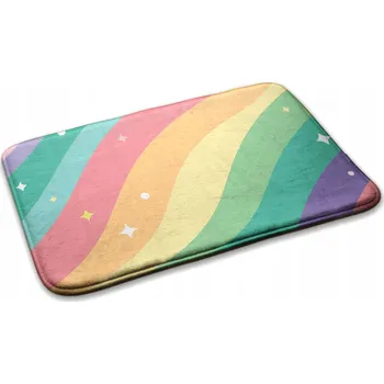 Koberec Dětský koberec protiskluzový s potiskem Barevné vlny duha 90x60