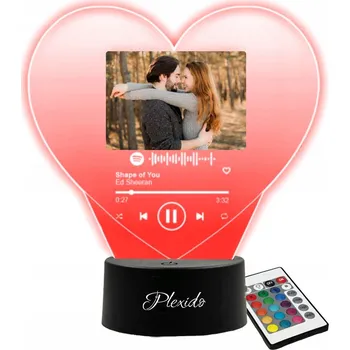 Lampička Spotify 3D LED Noční Lampa Valentýnský Dárek