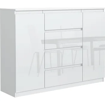 Komoda Komoda Meble Masztalerz bílý lesk, 4 zásuvky, 2 dvířka, 120 cm
