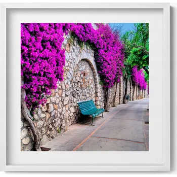 Obraz Moderní nástěnná dekorace Cesta s květinami na Capri v Itálii 50x50 cm