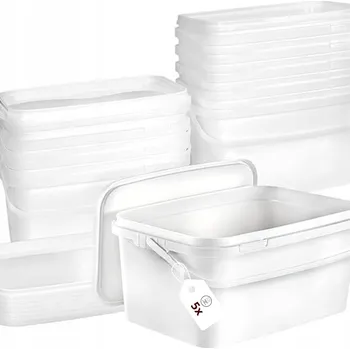 Dóza na potraviny Obdélníkový kbelík 5x 5L na potraviny BÍLÝ