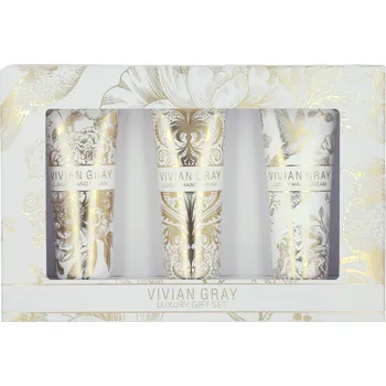 Mýdlo SET VELVET WHITE Krémy na ruce, Vivian Gray 3x50ml Vanilka a Patchouli, Citrus a Zelený čaj, Jasmín a Pomeranč