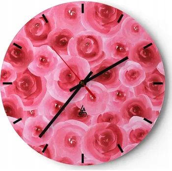 Hodiny Nástěnné hodiny do kuchyně 30x30 Květiny Skleněné hodiny do obýváku Loft Tiché