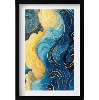 Obraz Dekorativní nástěnný obraz s grafikou v černém rámu Abstrakce oblaků 40x60 cm