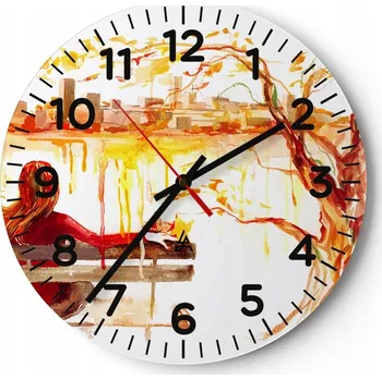 Hodiny Nástěnné hodiny do obýváku 40x40 Krajina Kulatý Skleněné hodiny Loft Tiché