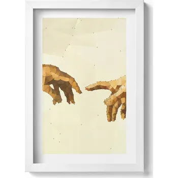 Obraz Moderní nástěnná dekorace obraz v bílém rámu Stvoření Adama 20x30 cm