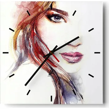 Hodiny Nástěnné hodiny do kuchyně 30x30 Žena Stylové hodiny na skle Loft Tiché