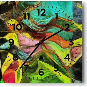 Hodiny Kuchyňské nástěnné hodiny 30x30 Abstrakce Skleněné hodiny do obýváku Moderní Tiché