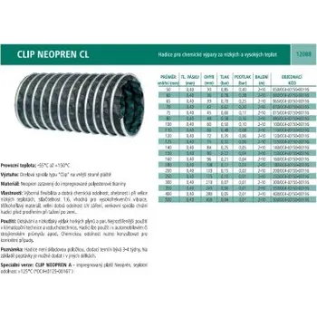 Hubice k vysavači HADICE CLIP NEOPREN CL - hadice pro chemické výpary, odolná vibracím (-55/+150°C), průměr 60 mm