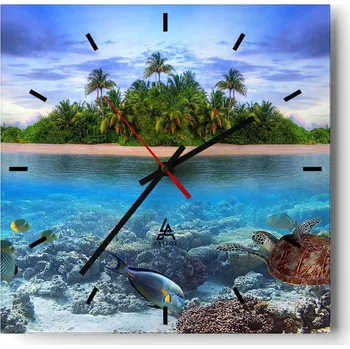 Hodiny Velké nástěnné hodiny 40x40 Krajina Skleněné hodiny Tiché