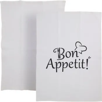 Utěrka Home Styling Collection Bavlněné utěrky s potiskem, 2 ks, 70 x 45 cm, bílé