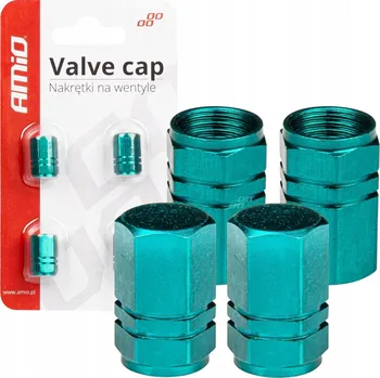 Vrták AMiO Hliníkové krytky ventilků zelené 4 ks AMIO-03632