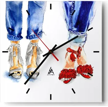 Hodiny Nástěnné hodiny do kuchyně 30x30 Žena Stylové hodiny na skle Loft Tiché