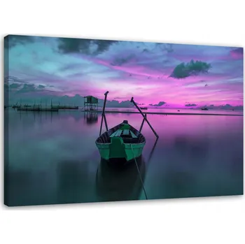 Obraz OBRAZ NA PLÁTNĚ LOĎKA na jezeře Lila 90x60