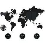 VELKÉ NÁSTĚNNÉ HODINY MAPA SVĚTA 100x56 ČERNÉ !