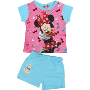 DÍVČÍ LETNÍ KOMPLET - TRIČKO A ŠORTKY MINNIE MOUSE modrý 104