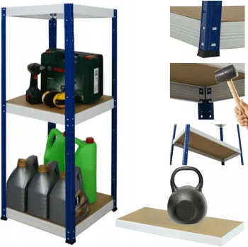 Dílenský regál Kovový regál do skladu a dílny HELIOS 90x40x40cm, 3 police, nosnost 175kg POLSKÝ