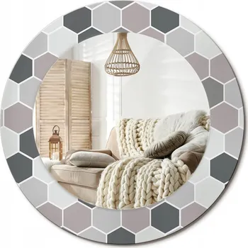 Zrcadlo Loftové zrcadlo s ozdobným skleněným rámem Šestiúhelníkový vzor průměr 50 cm