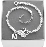 Stříbrný náramek ArtWings čtyřlístek 925 se zirkonem, nastavitelný 17 cm