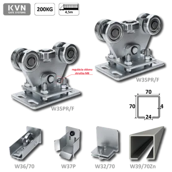 Pohon brány Sada kování pro nesenou bránu do 4,5m a 200kg zinek