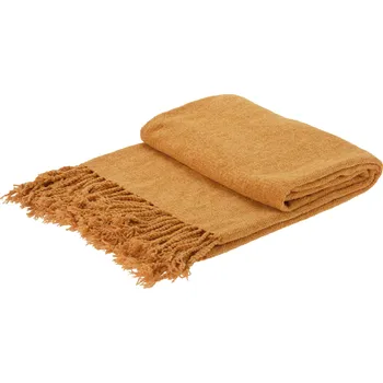 deka Home Styling Collection Žinylková deka s třásněmi, 130 x 160 cm, žlutá