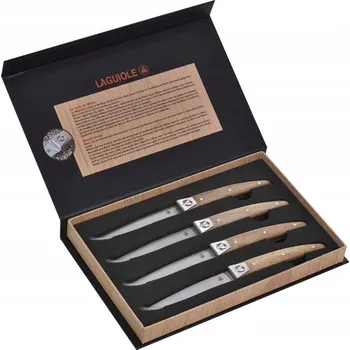 Kuchyňský nůž Sada nožů v krabičce Laguiole Sada 4 steakových nožů, bukové dřevo, ocel, 4 ks