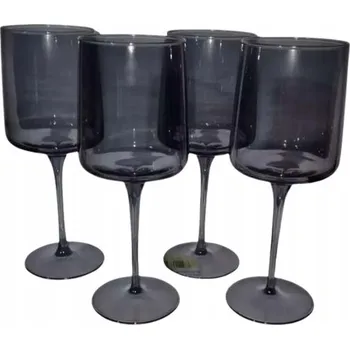 Sklenice SADA 4 SKLENIČKY NA VÍNO, ANTRACITOVÉ SKLO , STYL A ELEGANCE