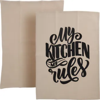 Utěrka Home Styling Collection Bavlněné utěrky s nápisem, 2 ks, 70 x 45 cm