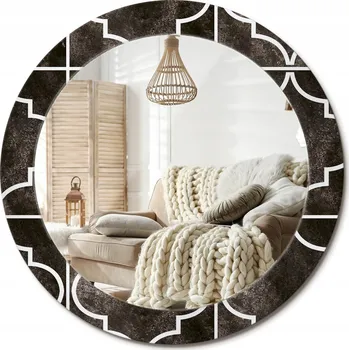 Zrcadlo Zrcadlo s potiskem do koupelny ložnice, obývacího pokoje, starožitný vzor, průměr 70 cm