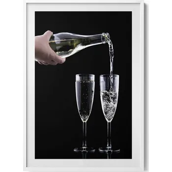 Obraz Závěsný obraz na zeď, dekorace do domu, dvě skleničky a šampaňské 70x100 cm