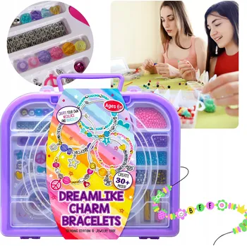 Dětské navlékací korálky Sada korálků na navlékání v kufříku