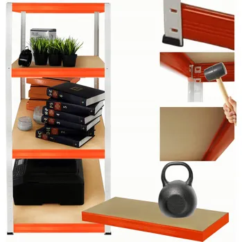 Dílenský regál Kovový regál do skladu, garáže, stojan HELIOS 180x60x60cm, 4 police, nosnost 175kg na polici PL