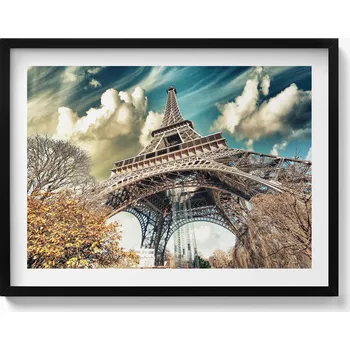Obraz Obraz s rámem a grafikou na zeď Nádherný výhled na Eiffelovu věž 80x60 cm