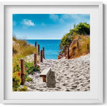 Obraz Dekorativní obraz v rámu do obýváku Písčitá cesta na pláž a moře 50x50 cm