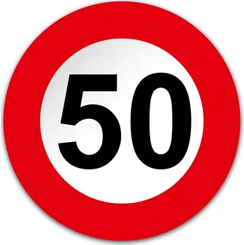 Samolepicí dekorace na vozidlo OMEZENÍ RYCHLOSTI 50 km/h REFLEXNÍ NÁLEPKA